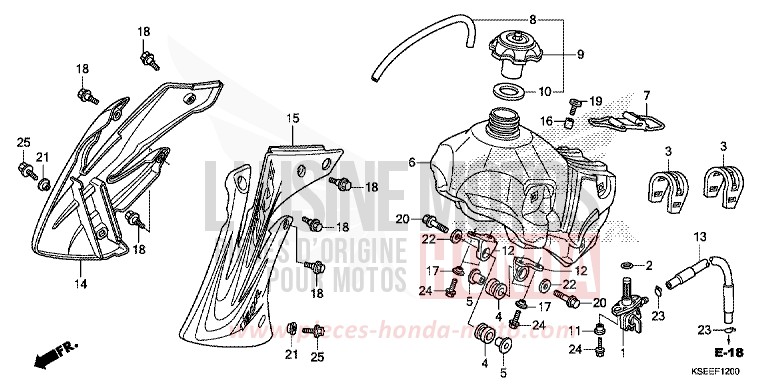 RESERVOIR A CARBURANT de CRF150R "Grandes Roues" EXTREME RED (R292) 2013